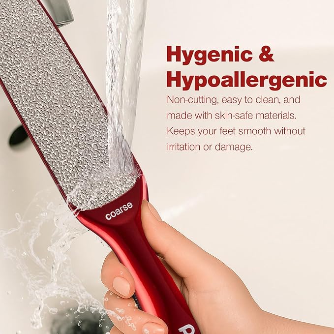 Probelle Double Sided Multidirectional Nickel Foot File Callus Remover - Immediately Reduces calluses and Corns to Powder for Instant Results, Safe Tool (Red)-VivaGrace Women
