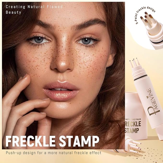 3pcs Faux Freckle Stamp Pen, Liquid Fake Freckles Stain Tattoo Marker Waterproof Long Lasting for Natural Sunkissed Makeup for Women Girl -3 Colors Brown-VivaGrace Women