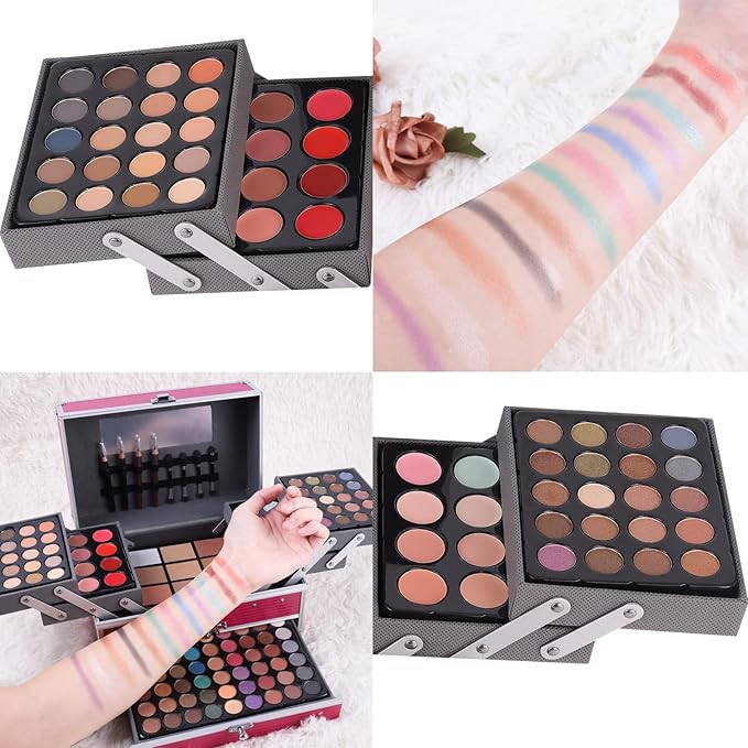 132 Color All- In- One Makeup For Women Full Kit,Professional Makeup Kit,Makeup Gift Set for Women &Girls,Include eyeshadow/lipstick/concealer/Lip Gloss/Eyeliner/Mascara/Makeup Brushes(Pink)-VivaGrace Women