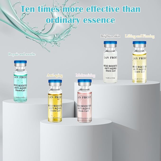 BB Facial Glow Kit Hyaluronic Acid Essence Skin Care Combination 0.17oz Hyaluronic Acid Ampoule and Essence Foundation 10 Vials Facial Serum Skin Therapy Kit-VivaGrace Women