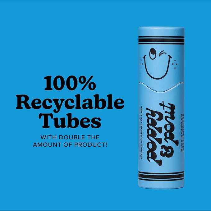 Poppy & Pout Kids Jumbo Lip Balm | All Natural Lip Balms & Moisturizers | Hydrates with Beeswax, Vitamin E, Organic Coconut Oil | Cruelty-Free | Lip Balm in Recyclable Cardboard Tube (Bloo Razzeloo)-VivaGrace Women