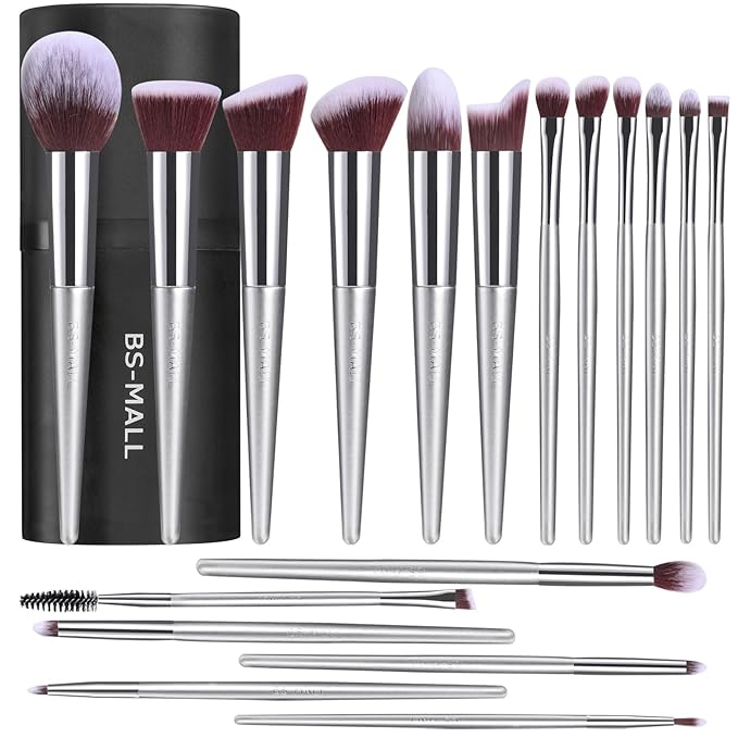 BS-MALL Makeup Brush Set 18 Pcs Premium Synthetic Foundation Powder Concealers Eye shadows Blush Makeup Brushes with black case-VivaGrace Women