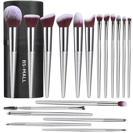 BS-MALL Makeup Brush Set 18 Pcs Premium Synthetic Foundation Powder Concealers Eye shadows Blush Makeup Brushes with black case-VivaGrace Women