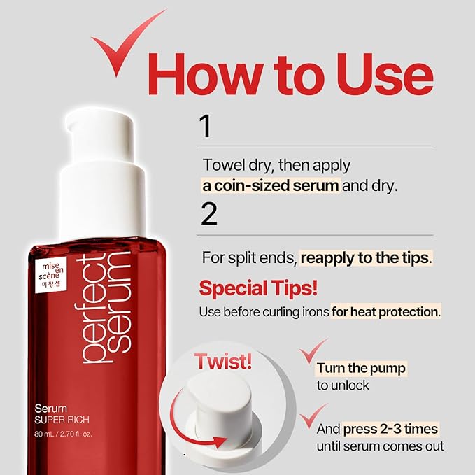 Mise En Scene Perfect Super Rich Serum with Argan Oils - Hair Essence for High Nutrition Intensive Care, Korean Hair Oil, 2.70 fl. Oz-VivaGrace Women
