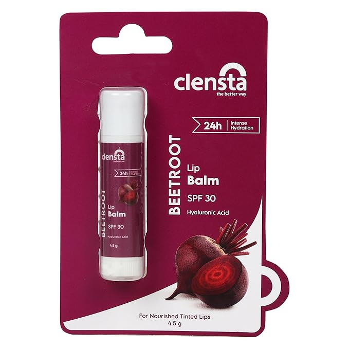 Clensta Beetroot SPF 30 Tinted Lip Balm | Hydrating & Moisturizing Lip Care with Hyaluronic Acid | Broad Spectrum Lip Sunscreen | 4.5g-VivaGrace Women