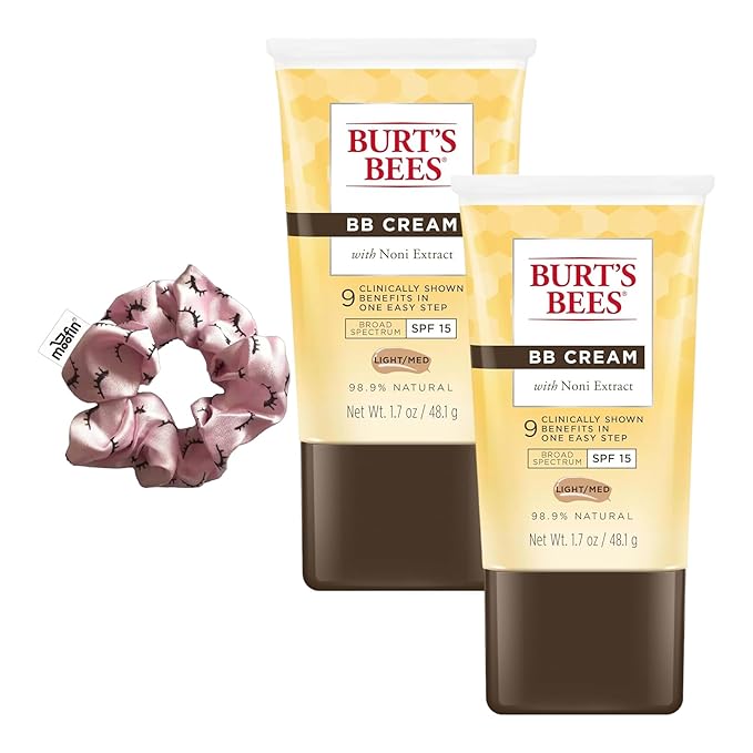 Bb Cream, 17 Oz - Wih Noni Extract LightMedium Shade Bb Cream Bundle Hair Scrunchie - Spf 15, 989 Natural, Smoothens Skin Pack Of 2-VivaGrace Women
