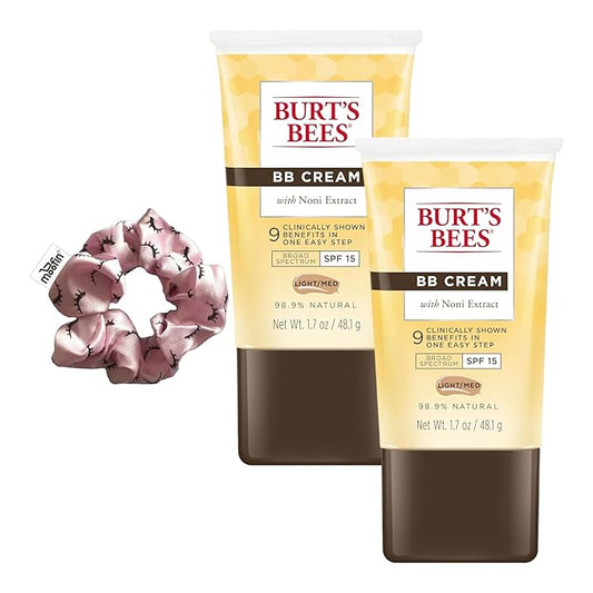 Bb Cream, 17 Oz - Wih Noni Extract LightMedium Shade Bb Cream Bundle Hair Scrunchie - Spf 15, 989 Natural, Smoothens Skin Pack Of 2-VivaGrace Women