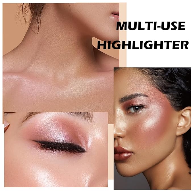 Boobeen Highlighter Makeup Palette, Baked Highlighter Bronzer Powder Palette, Shimmer Illuminator Contour Highlighter Powder for Face, Pearl Shine Shades Waterproof Long Lasting-VivaGrace Women