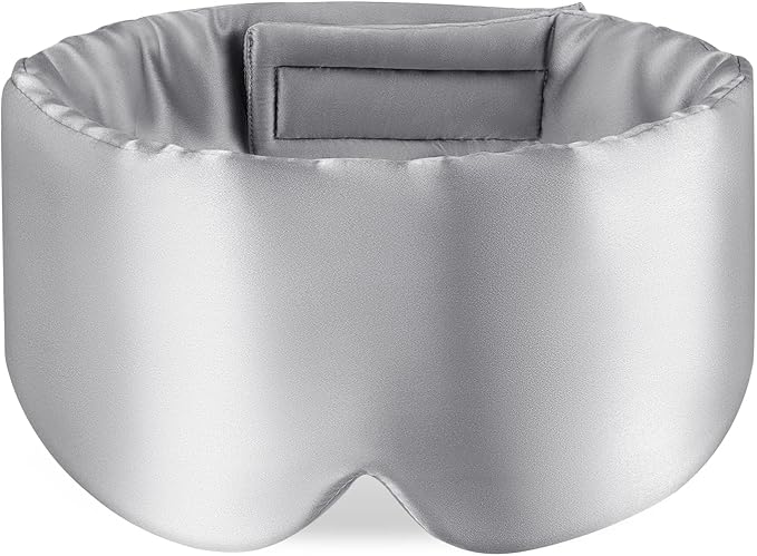 Zenssia 100% Mulberry Silk Sleep Mask Eye Mask for Man and Woman with Adjustable Headband, Full Size Large Sleep Mask & Blindfold for Total Blackout for All Night Sleep, Travel & Nap-Silvergrey-VivaGrace Women