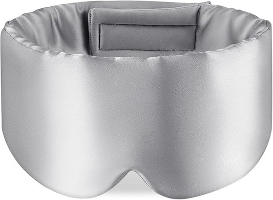 Zenssia 100% Mulberry Silk Sleep Mask Eye Mask for Man and Woman with Adjustable Headband, Full Size Large Sleep Mask & Blindfold for Total Blackout for All Night Sleep, Travel & Nap-Silvergrey-VivaGrace Women