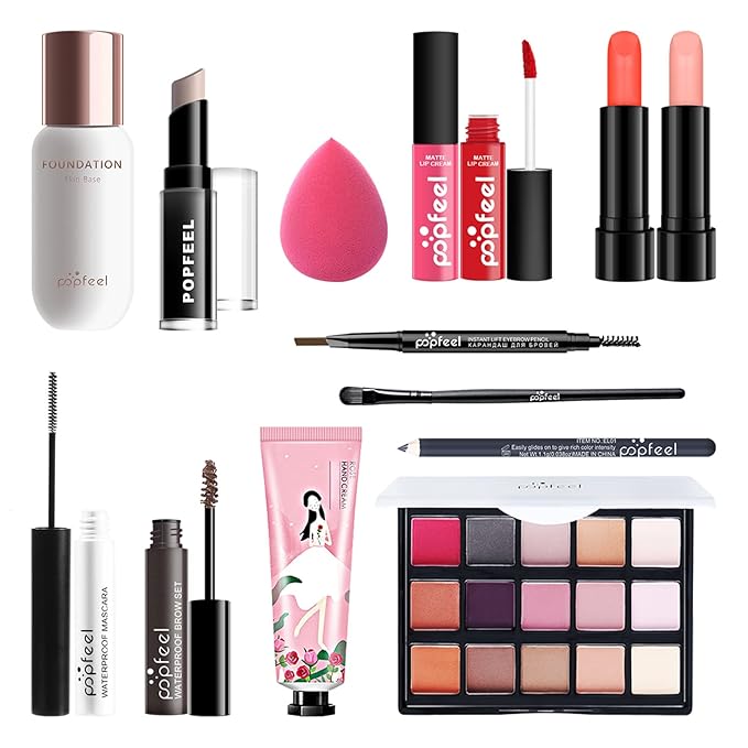 All-in-One Makeup Gift Set Carry All Makeup Kit Women Full Kit With Makeup Bag Lipgloss Lipstick Concealer Blush Foundation Face Powder Eyeshadow Palette Cosmetic Palette #2-VivaGrace Women