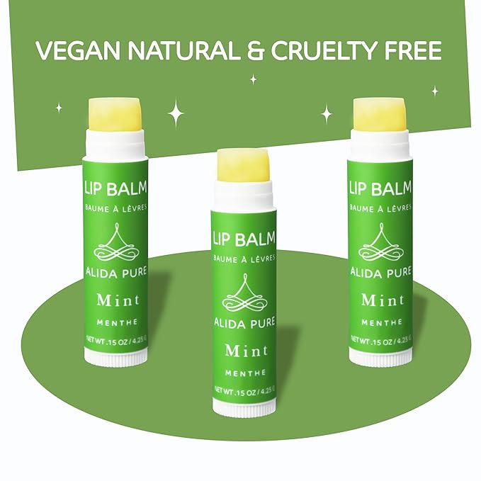 Mint Lip Balm Collection, Vegan Lip Balm Set, Beeswax Free, with Avocado Oil, Organic Jojoba Oil, and Vitamin E, Natural Moisturizer for Dry, Chapped Lips, 3 Tube Set-VivaGrace Women