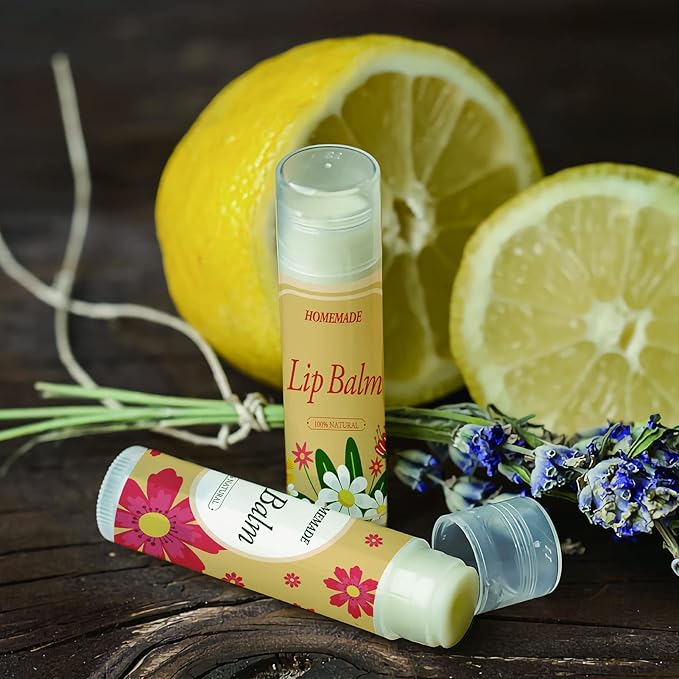 CRASPIRE Lip Balm Labels 80pcs Homemade Lip Balm Labels 2” Clear Lip Balm Labels for Tubes Printable Waterproof Lip Balm Stickers Labels for Lip Balm Handcream Candle Container（Flowers-Orange Yellow）-VivaGrace Women