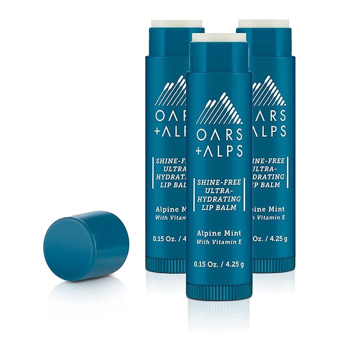 Oars + Alps Shine Free Lip Balm, Ultra Hydrating Lip Care Infused with Vitamin E, Alpine Mint Scent, 0.45 Oz Each, 3 Pack-VivaGrace Women