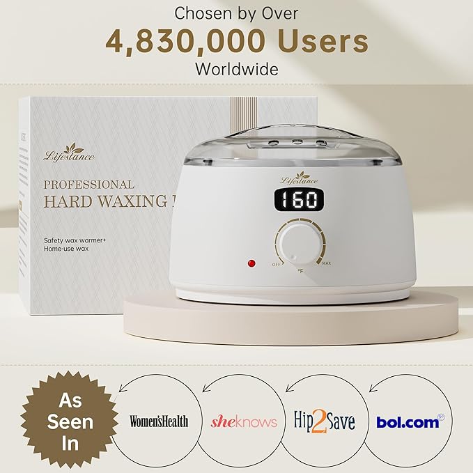 Lifestance Waxing Kit for Women & Men - L3 Digital Warmer, Silicone Wax Pot Liner, Hair Removal Kit with 4 Hard Wax Beads (14.1oz) & 45 Accessories, Professional for Brazilian, Bikini, Face, Leg, Body-VivaGrace Women