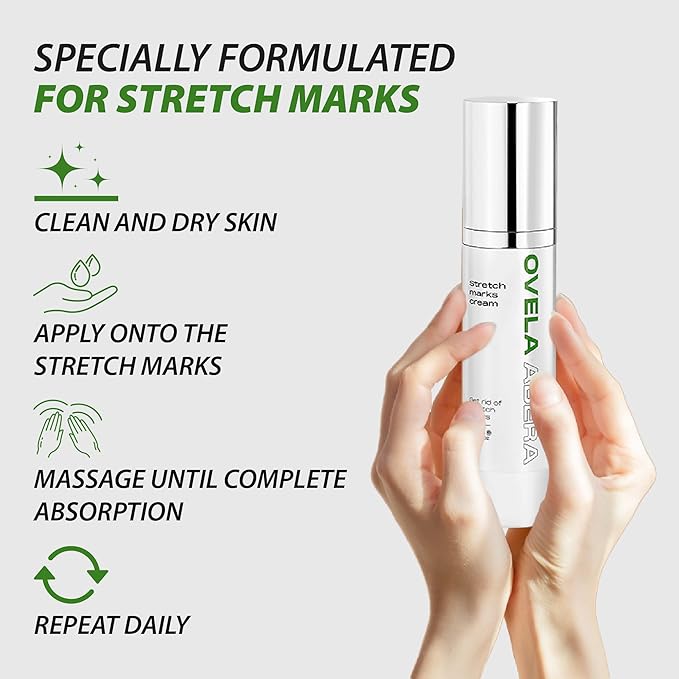 Abera Ovela Maternity Stretch Mark Cream for Pregnancy and Weight Fluctuations, Stretch Mark Treatment Pregnancy Must Haves, Deep Stretch Mark Removal, All Skin Types, 1.69 fl oz-VivaGrace Women