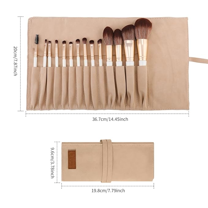 DUcare Makeup Brushes with Bag - 14Pcs Professional Synthetic Make Up Brushes Set for Blush Concealer Foundation Bronzer Powder Eyebrow Contour Eyeshadow Blending Makeup Brush Set Mekaup bag, White-VivaGrace Women