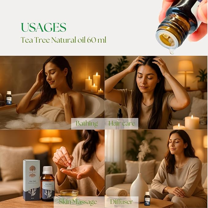 Roots & Above Tea Tree Essential Oil 2.02 Oz/60ml Pure Natural Oils for Skin, Face, Hair, Diffusers, Massage, Soap & Candle Making Scent-VivaGrace Women