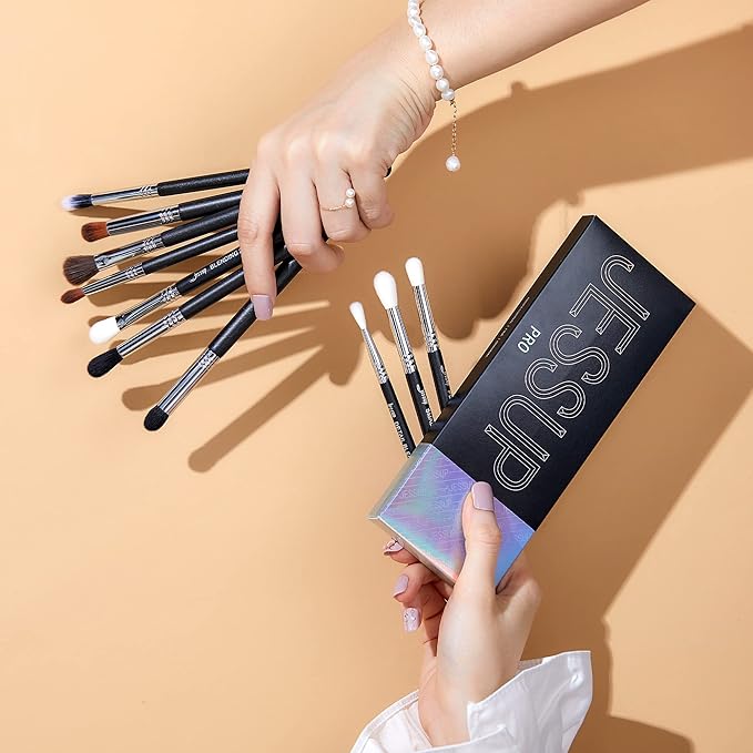 Jessup Eyeshadow Brush Set Professional Eye Blending Brushes for Lid Small Fluffy Soft Eye Brushes 10pcs, T331-VivaGrace Women