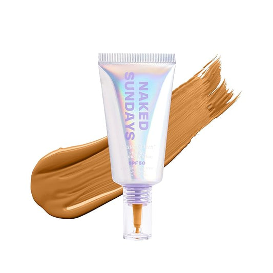 Naked Sundays BeautyScreen™ SPF 50 Mineral Peptide Foundation Tint – 2-in-1 Skin Tint & Mineral Sunscreen | Radiant, Buildable Coverage, Acne-Safe, Infused with Peptides (5 Tan Honey, 1.01 oz)-VivaGrace Women