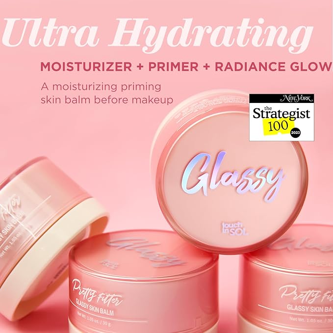 TOUCH IN SOL Pretty Filter Glassy Skin Balm Primer 1.05 oz. – Skin Smooth Moisturizing Primer before Makeup - Natural Glow Face Cream Moisturizer with Shea Butter and Rose Flower Water-VivaGrace Women