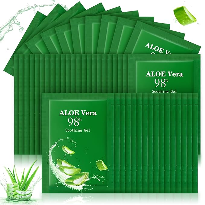 60 Pcs Aloe Vera Gel Bulk Travel Size Soothing Gel 98% Organic Aloe Vera Moisturizer for Skin and Hair Face Moisturizer for Sunburns Relief, Razor Burns, DIY Skincare-VivaGrace Women