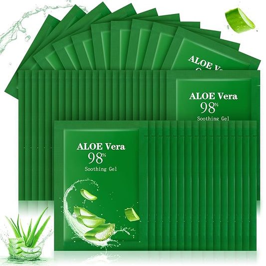 60 Pcs Aloe Vera Gel Bulk Travel Size Soothing Gel 98% Organic Aloe Vera Moisturizer for Skin and Hair Face Moisturizer for Sunburns Relief, Razor Burns, DIY Skincare-VivaGrace Women