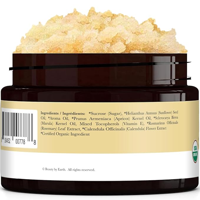 Organic Vanilla Coconut Body Scrub - USA Made Sugar Scrub with Natural Ingredients, Moisturizing Body & Foot Exfoliator for Dry and Sensitive Skin, Removes Dead Skin Cells & Reduces Ingrown Hair-VivaGrace Women