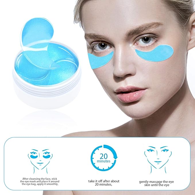 Under Eye Patches for Puffy Eyes: 60PCS Collagen Eye Gels Pads - Blue Hyaluronic Acid Under Eye Mask - Reduce Dark Circles & Bags - Skin Eye Care Products-VivaGrace Women