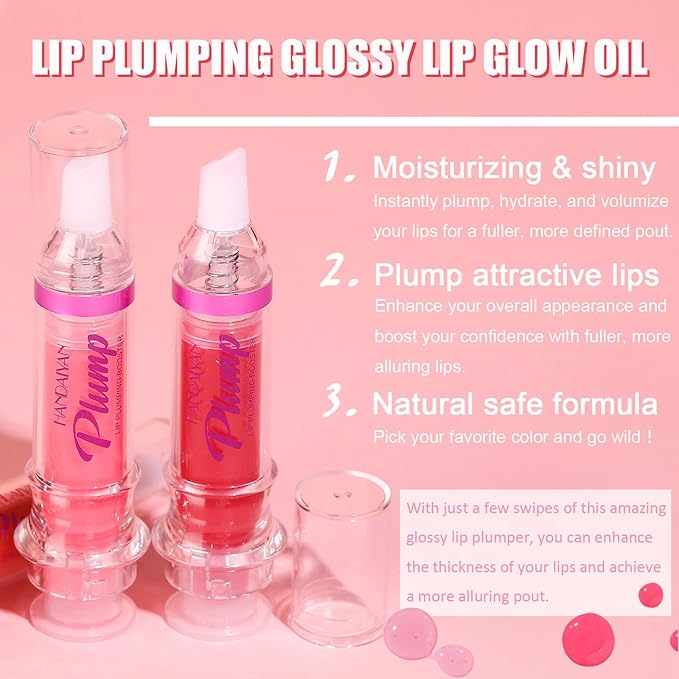 Glossy Finish Lip Glow Oil,Lip Plumping Booster Plump,Hydrating, Volumizes & High-Shine Lip Plumping Mirror Lip Glaze Lip Makeup,Lip Enhancer for Fuller, Lip Mask, Hydrating& Reduce Fine Lines (001#)-VivaGrace Women