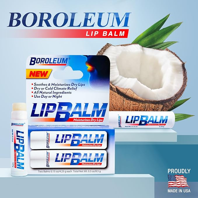 Natural Lip Balm by Boroleum | Best Chapped Lip Moisturizer for Dry Cracked Lips | All Natural Ingredients for Men Women and Kids | 4.25 gr. Tubes, 2 Lip Balms Per Pack-VivaGrace Women