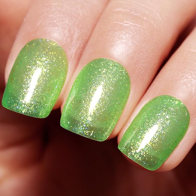 Imtiti Glitter Light Green Gel Nail Polish, UV LED Soak Off Sparkle Olive Green Color Nail Polish, Shimmer Glitter Gel Polish