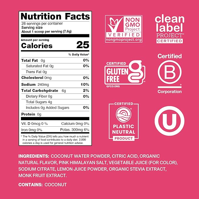 Cure Hydration | Plant-Based Electrolyte Drink Mix | No Added Sugar | Dehydration Relief Powder Made with Coconut Water | Non-GMO | Vegan | 28 Servings Jar - Tropical Punch-VivaGrace Women