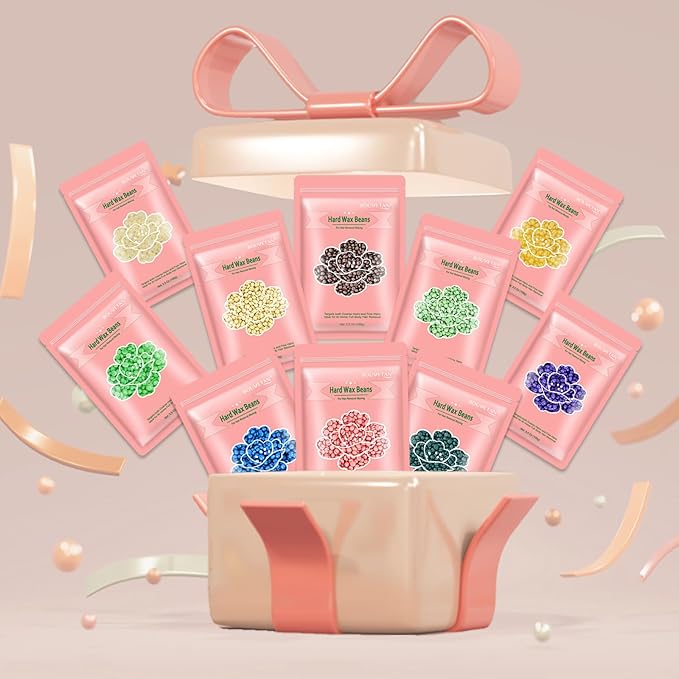 Hard Wax Beads 2.2 lbs, 10 Pack Variety Wax Beans for Hair Removal, Sensitive Skin, Ideal for Face, Eyebrows, Bikini, Underarms, Legs, Brazilian Waxing and Full Body-VivaGrace Women