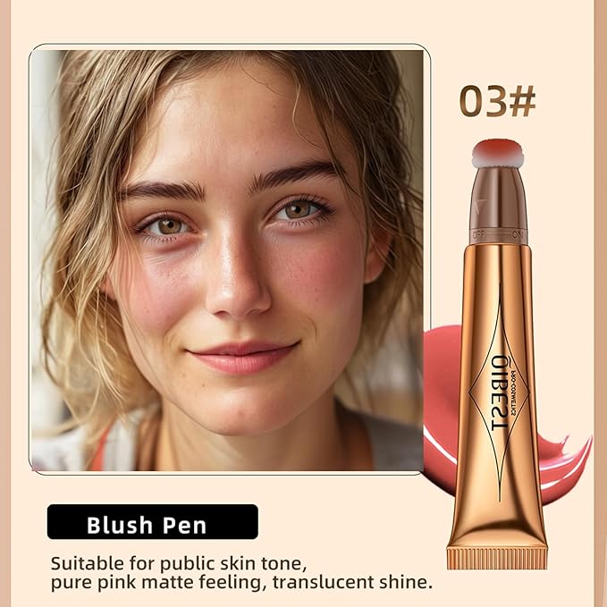 MEICOLY Liquid Blush Beauty Wand, Matte Face Blush with Cushion Applicator,Natural Finish Silky Smooth Creamy Blush Makeup, Lightweight Blendable Blush Stick for Cheek Lip,Cruelty-free,03 Peach-VivaGrace Women