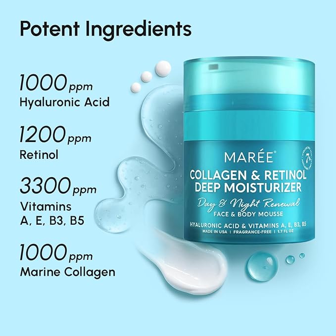 MAREE Face Moisturizer Collagen Cream for Face Gift Set 2 Pack - Hyaluronic Acid & Retinol - Anti-Aging Wrinkle Creams - Crema Para La Cara-VivaGrace Women