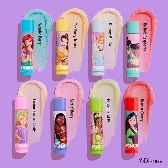 Lip Smacker Disney Princess Flavored Lip Balm Party Pack 8 Count, Clear, For Kids-VivaGrace Women
