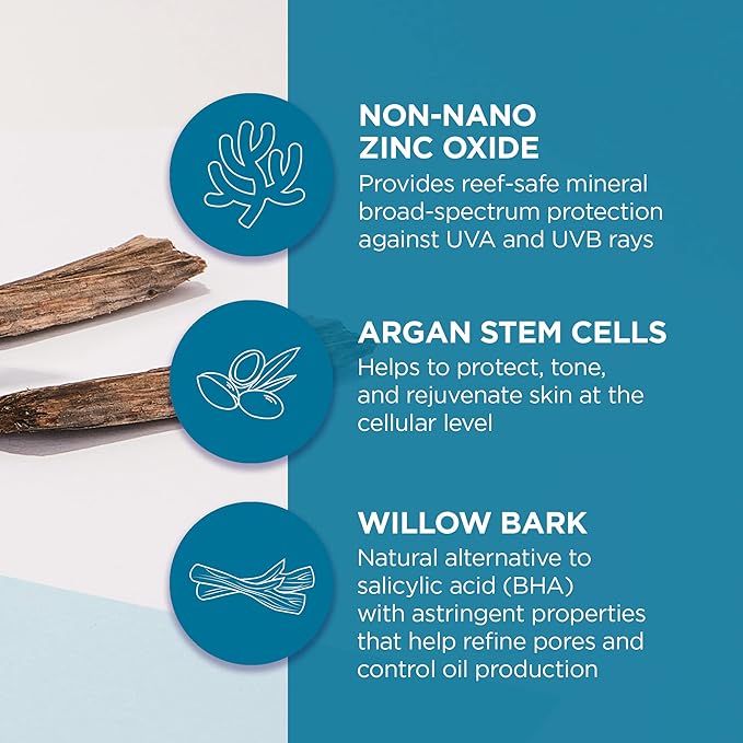 Andalou Naturals CLEAR SKIN Argan Stem Cell BB Benefit Balm, Un-Tinted SPF 30, 2-in-1 BB Cream & Face Sunscreen with Broad Spectrum Protection, Mineral Sunscreen for Oily Skin, 2 Fl Oz-VivaGrace Women