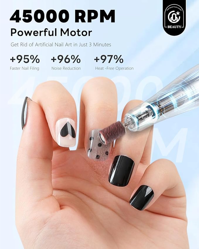CozyZen Cordless Nail Drill Professional: 45000 RPM Rechargeable Electric Nail File Kit, Portable & Low Noise for Acrylic, Gel Nails, Manicure & Pedicure - Salon & Home Use-VivaGrace Women