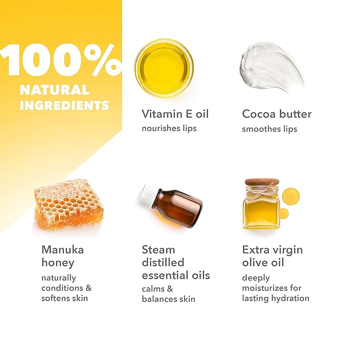 Lip Balm 4-Pack (Manuka Honey with Sunscreen) | Lip Care Set With 100% All Natural Beeswax | Vitamin E Oil | Flavored Lip Balm for Dry, Chapped Lips | Made in Australia-VivaGrace Women