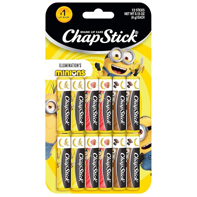 ChapStick Lip Balm, Minions Banana Variety Packs (12 Sticks), Party Favors for Kids, 0.15 Oz Ea-VivaGrace Women