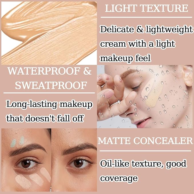 6 Colors Correcting Concealer Palette,Colors Corrector Palette,Moisturizing Full Coverage Liquid Foundation Cream Contour Makeup Palette with Brush-VivaGrace Women