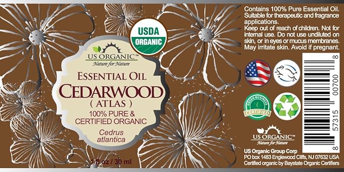 US Organic 100% Pure Cedarwood Essential Oil (Atlas) - USDA Certified Organic, Steam Distilled (More Size Variations Available) (30 ml / 1 fl oz)-VivaGrace Women