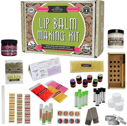 Deluxe Lip Balm Kit with Filling Tray, (77-Piece Set) For Making Your Very Own Clear & Colored DIY Lip Balms! | Includes Tubes, Bees Wax Pouch, 100% Pure Therapeutic Essential Oils & More-VivaGrace Women