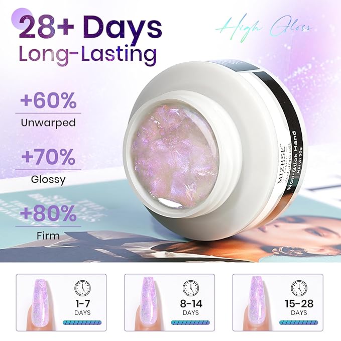 MIZHSE Solid Builder Gel for Nails - 30g/1oz Purple Mermaid Hard Gels for Nails 3D Gel with Dual Forms 3D Sculpting Pen Soak off U V Nail Builder Gels for Extension 3D Nail Art Women-VivaGrace Women