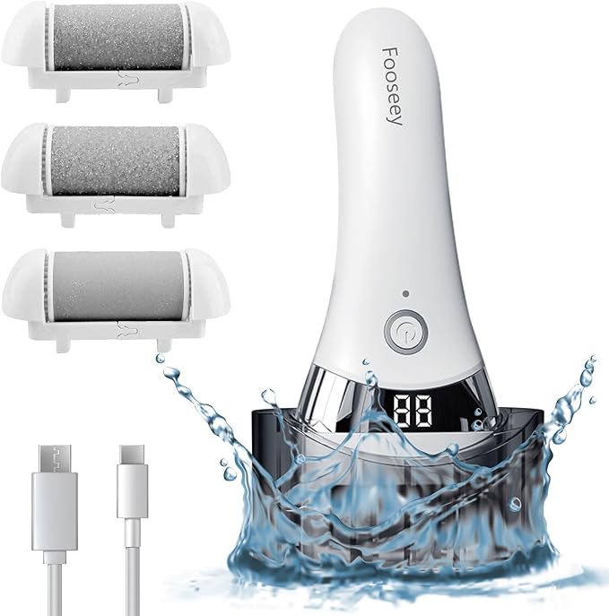 Upgraded Electric Foot Callues Remover, Portable Electric Foot Files with 3 Heads, Rechargeable Feet File for Foot Care, Waterproof Deadskin Remover, Pedicure Tool for Dry and Crack Feet-VivaGrace Women
