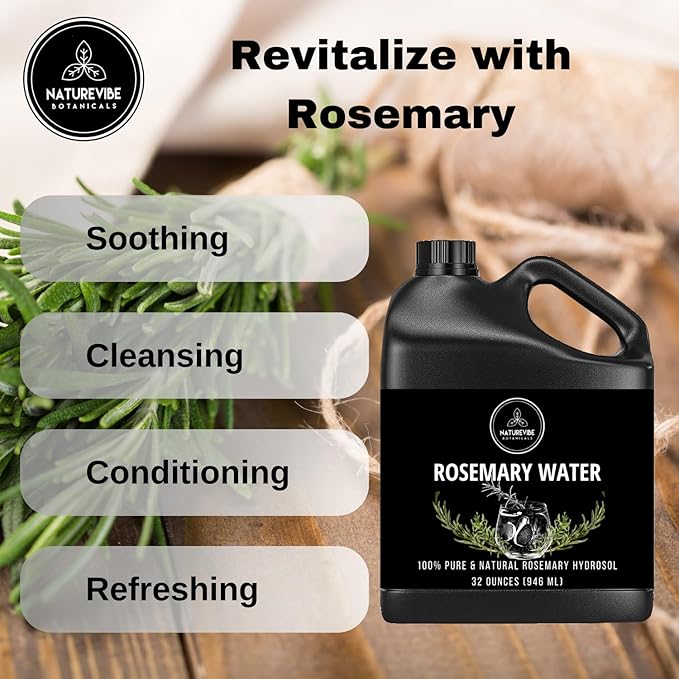 Naturevibe Botanicals Rosemary Water 32 Ounces | 100% Pure and Natural | Great for Skin Care and Hair Care-VivaGrace Women
