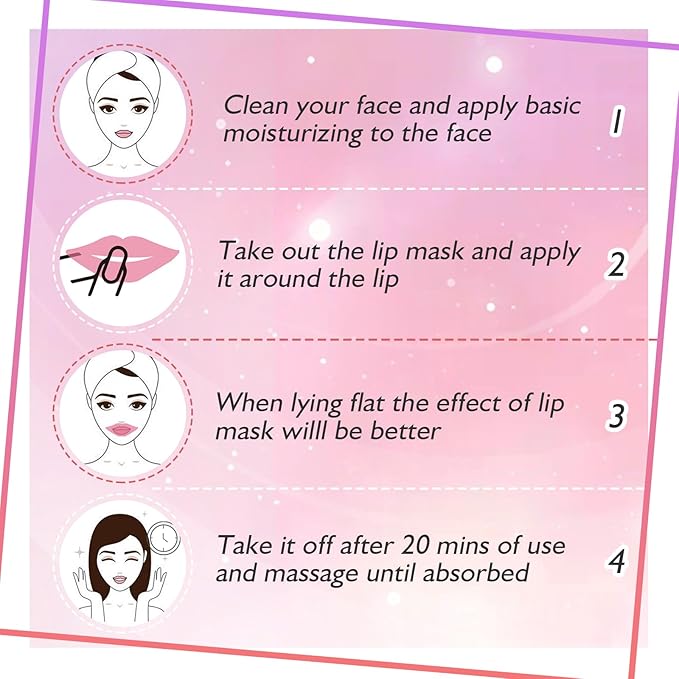 Adofect 30 Pieces Collagen Crystal Lip Masks,Pink Lip Patches& Moisturizers Collagen Lip Pads Great for Hydrating Skin, Anti Chapped & Anti-Aging and Plump Your Lips,Pink-VivaGrace Women