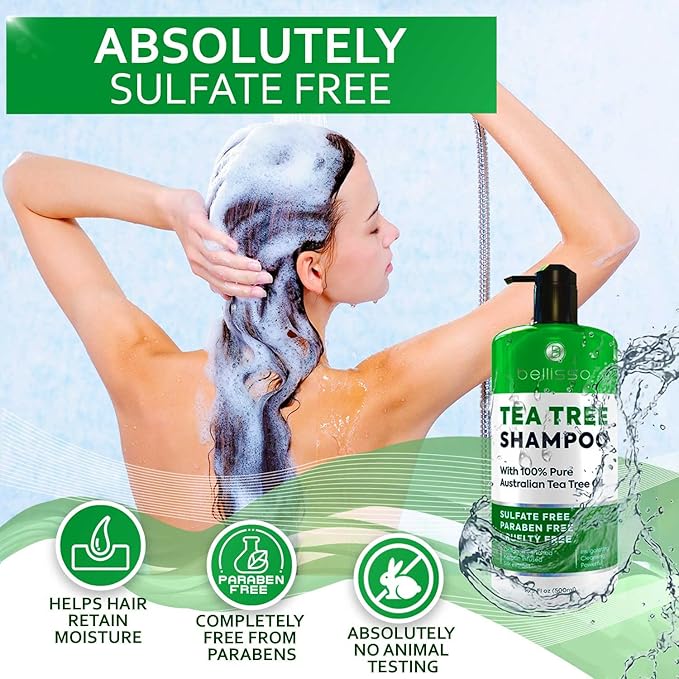 Tea Tree Oil Shampoo - Sulfate and Paraben Free with Collagen Keratin - Ideal for Women and Men with Oily Hair and Scalp Buildup - Anti Dandruff Treatment for Itchy, Dry Scalps – Salon Grade Products-VivaGrace Women