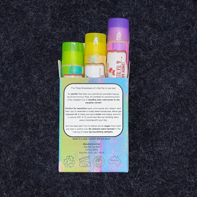 Mix Pack. Lemon Balm Organic Lip Balm for Cold Sores, 100% Plant Based, 3 x 0.16 Ounces Tubes, Lemon Balm, Lemon Balm & Tea Tree, Lemon Balm & Peppermint-VivaGrace Women